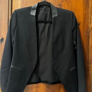 Theory Black Blazer with Leather Accents